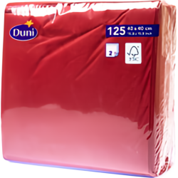 Ubrousek DUNI 33x33 cm, 2vrstvý (125ks) červený